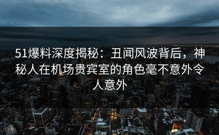 51爆料深度揭秘：丑闻风波背后，神秘人在机场贵宾室的角色毫不意外令人意外